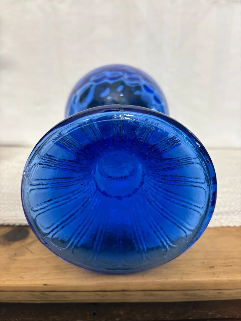 Cobalt Blue Glass Oil Lamp